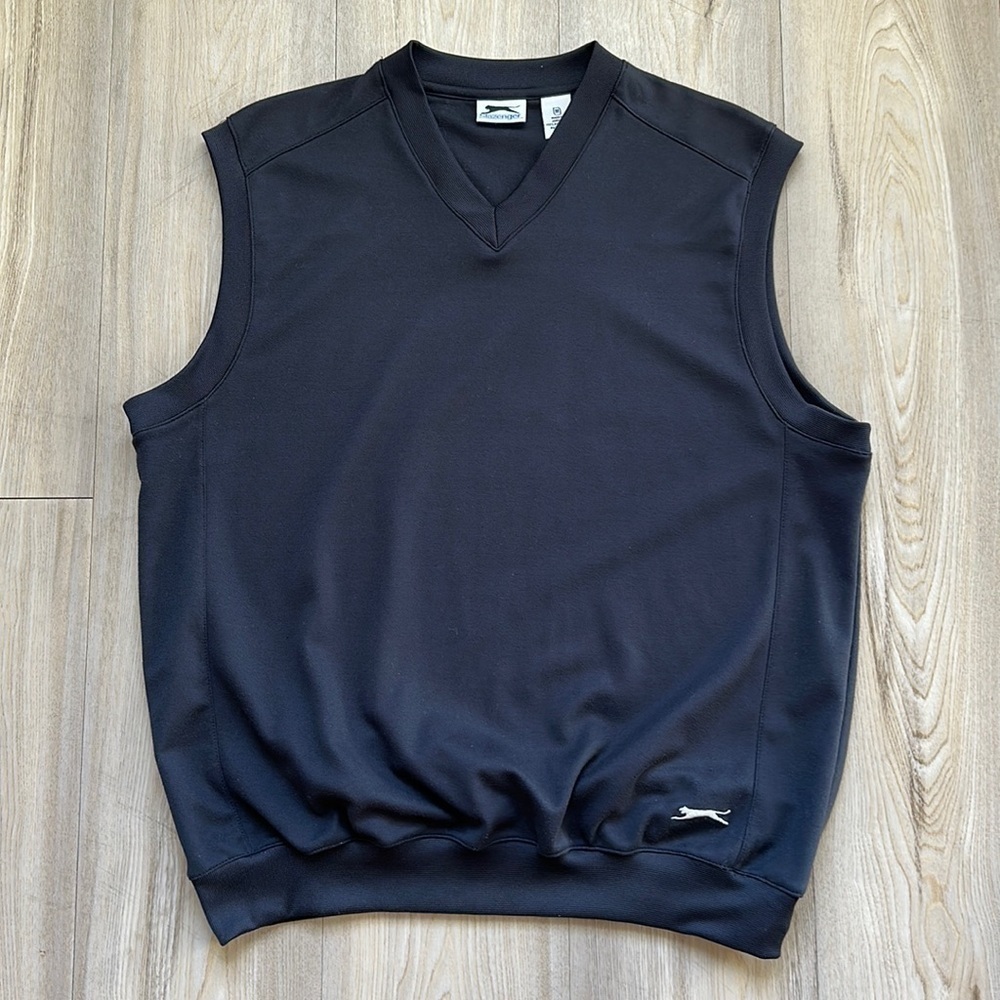 Slazenger Men's V-Neck Golf Vest Size M Black Sleeveless Pullover Sportswear